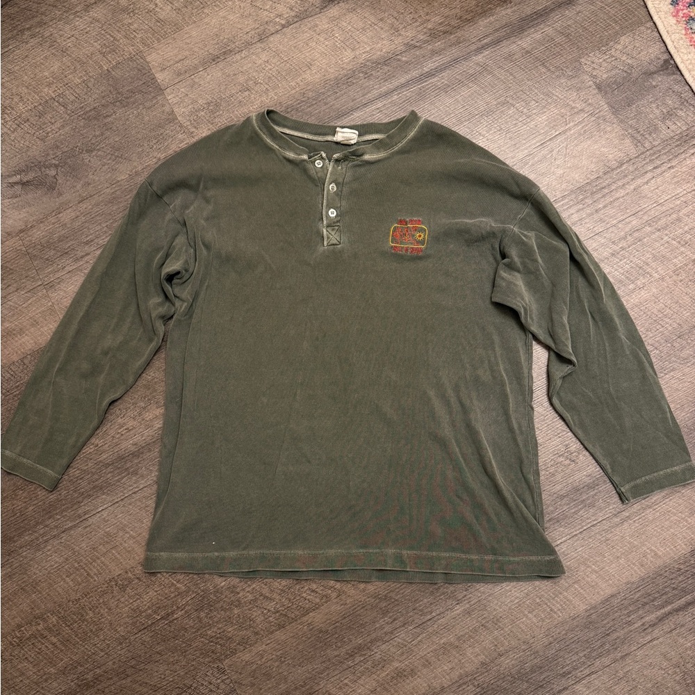 Vintage 1994 James Taylor Ball of Sound Tour Green Long Sleeve Henley